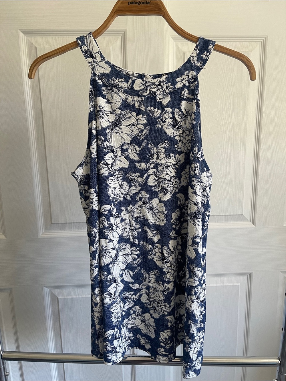 Navy Blue & White Floral Tank